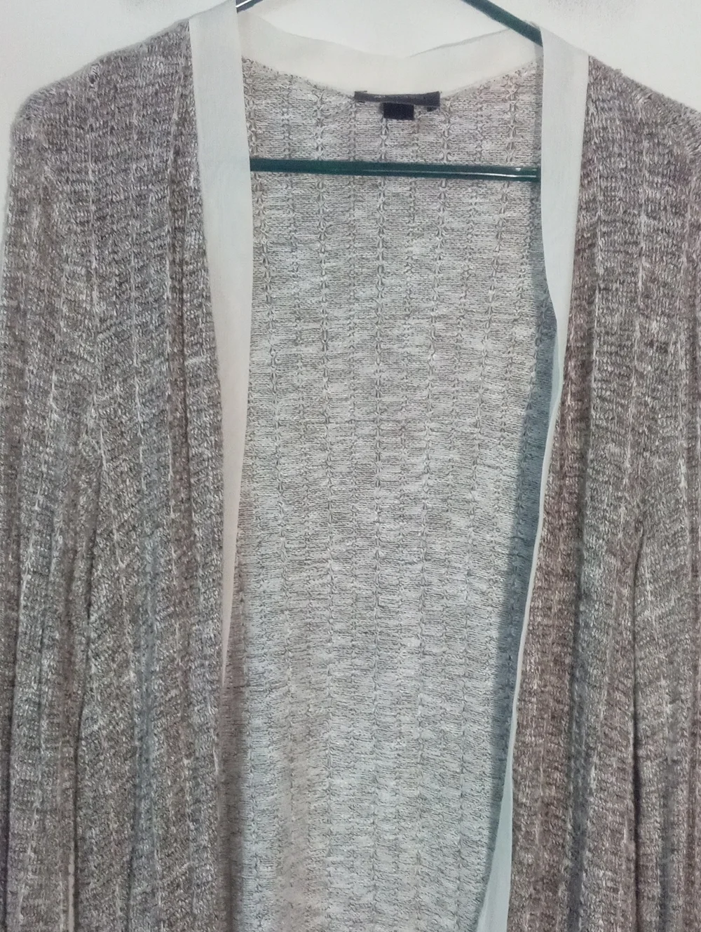 AB Studio Fringe Open-Front Sweater Cardigan XL EUC Brown Cream
